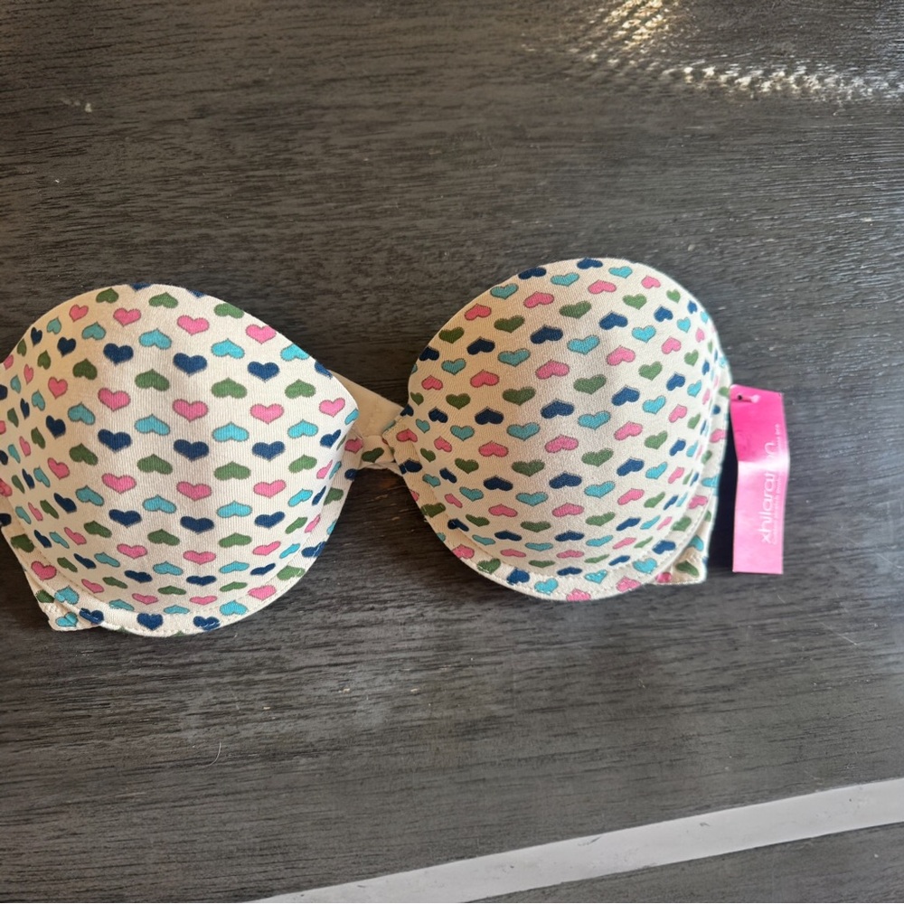 Xhilaration Colorful Heart Pattern Strapless Bra size 34C NWT